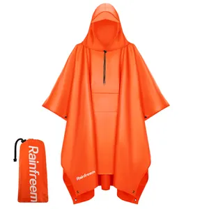 Capa de chuva reutilizável para homens e mulheres, capa de chuva com estampa personalizada, logotipo personalizado à prova d'água, ecológico e personalizado