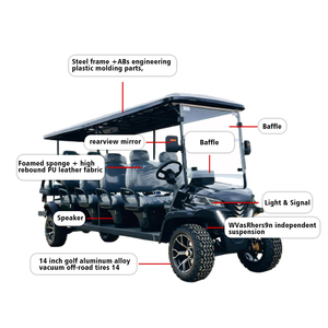 Voiture de golf électrique à <span class=keywords><strong>10</strong></span> places avec moteur AC 4,0 kW de couleur personnalisée haute capacité avec système d'économie d'énergie - Product Image 3