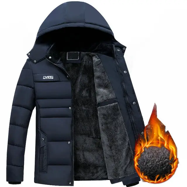 Fleece Man's Jackets Outwear 2021 Winter Jacket Men Thicken Warm Men Parkas Hooded Coat Zipper Overcoat Male Hat Detachable