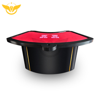 Console de table de jeu de Baccarat YH, base carrée, bureau de casino, rail en cuir rouge avec bande dorée, 120x180cm, OEM