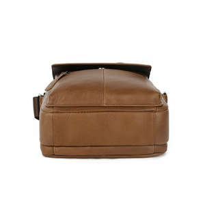 Bolso bandolera de cuero genuino para hombre, bolso vertical de un solo hombro de color marrón para viajes de ocio - Product Image 3
