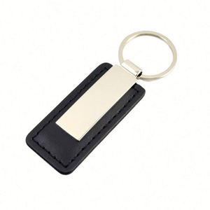 Porte-clés rectangulaire polyvalent en alliage de zinc et cuir, gravure laser vierge, cadeau pour porte-clés de voiture - Product Image 5