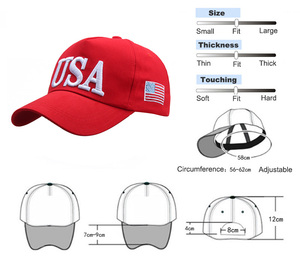 หมวกเบสบอลสาธารณรัฐปรับได้,หมวกปักลายยอดเยี่ยมแบบอเมริกา - Product Image 2