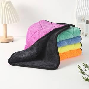 Serviette de lavage de voiture 40x40 cm, double face, épaisse, absorbante, sans peluches, en microfibre corail pour le nettoyage des véhicules - Product Image 4
