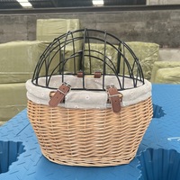 Panier pour animaux de compagnie pour vélo, cage en rotin tressé pour animaux de compagnie, porte-animaux avant pour vélo pour petits chiens et chats, sac de transport pour animaux de compagnie, porte-animaux pour vélo