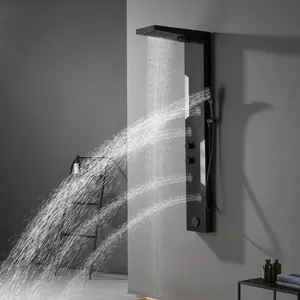 Светодиодное освещение Smart Thermostatic ванная комната настенная черная душевая панель с синими зубьями
