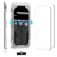 Protection d'écran en verre trempé HD 9H anti-poussière à alignement automatique, lot de 2, couverture complète, kit d'installation facile pour 17 16 15