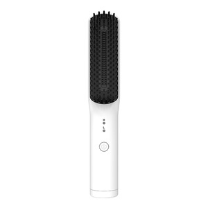 Portable Hair Straightener Comb With Negative Ion Technology For Straight And Curly Hair White Color Wireless Lithium Battery - Product Image 3