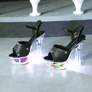 Tacchi alti strass piattaforma impermeabile odioso cielo alto sandali Super alti luce brillante - Product Image 2