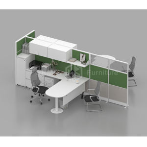 Conjunto Modular de Oficina Moderna, Muebles de Cubículo, Estaciones de Trabajo, Escritorio para 2 Personas con Separador - Product Image 1