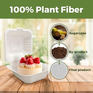 Lot de 50 contenants alimentaires blancs à clapet de 6 x 6 pouces, robustes et carrés, pour plats à emporter - Product Image 3