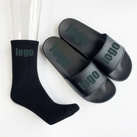 Claquettes de créateur classiques avec chaussettes en polyester, sandales unisexe pour femme, grandes tailles, en caoutchouc, sandales de plage en EVA, claquettes de luxe en PVC, Royaume-Uni