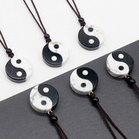 Collier pendentif authentique huit trigrammes véritable pierre précieuse Yin Yang Tai Ji fabriquée à la main boule de pierre de quartz naturel fête religieuse