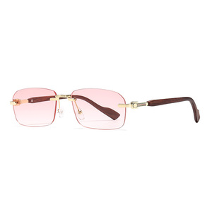Lunettes de soleil carrées sans monture en métal unisexe, verres PC UV400, type 3, pare-soleil, couleur noire, numéro de pièce 7715 - Product Image 5