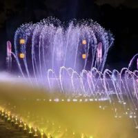 Fuente Musical Comercial de Acero Inoxidable Personalizada 2026 con Iluminación RGB para Parques y Jardines Modernos al Aire Libre