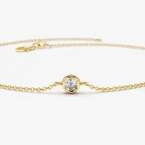 VLOVE Fine Jewelry Bracelet en diamant pour femme en or 14 carats 5 pierres 0.50ctw Diamond by The Yard Solitaire Bracelet