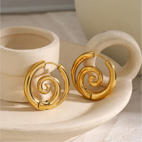 Boucles d'oreilles créoles spirales en acier inoxydable plaqué or 18 carats, nouveau style d'été, motif spirale anti-moustiques, pour femme