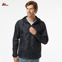 Vêtements de sport pour hommes veste coupe-vent légère à glissière complète avec doublure en polaire personnalisée