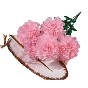 Artificial 7-Forked Carnations Silk Flower Realistic <b>Wedding</b> Decor Floral Arrangement <b>Props</b> - Product Image 5