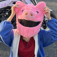 Housse de casque en peluche cochon rose super mignonne, en fausse fourrure de lapin, accessoire de moto amusant pour hommes et femmes