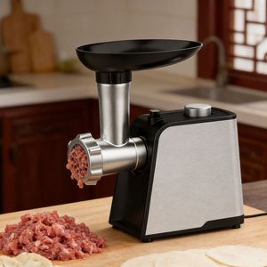 Hachoir à viande domestique au design unique avec fonction de marche arrière anti-blocage, incluant plusieurs lames de coupe pour une broyage fin - Product Image 1