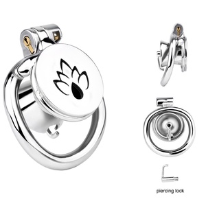 อุปกรณ์ล็อคความบริสุทธิ์ทางเพศชาย FRRK Piercing Art Chastity Lock พร้อมท่อโลหะ  ตัวล็อค PA  กรงครอบอวัยวะเพศชาย  กรงโลหะแบบแบน ของเล่นทางเพศ - Product Image 2