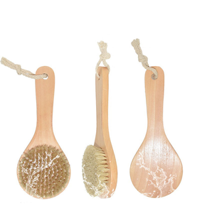 Natural Bristle Short Handle Bamboo Bath <b>Brush</b> Suitable for <b>Back</b> Skin Clean - Product Image 5