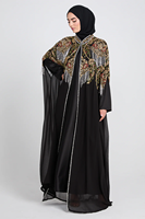 Robe abaya noire en mousseline de soie de luxe, brodée sur mesure Leduo, ornée de paillettes, robe musulmane pour femmes pour le Ramadan