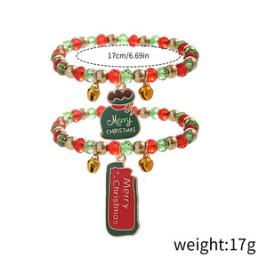 Pulsera de cristal con cuentas rojas y verdes, amuleto navideño, joyería unisex, diseño moderno D1134 - Product Image 4