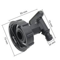 Robinet de réservoir IBC en plastique fileté 2 x 3/4 po, vanne IBC 1000L, interrupteur de tuyau S60x6, robinet IBC verrouillable, adaptateur de vidange pour conteneur de stockage