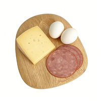 Planche à découper et à servir en bois de chêne 100% naturel, forme de galet à bords arrondis, avec porte-œufs pour charcuterie, fromage, fruits