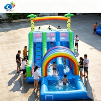 Toboggan aquatique gonflable commercial pas cher, couleurs fraîches, avec piscine