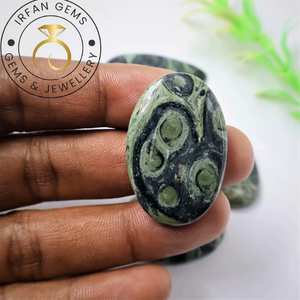 Jaspe Kambaba al por mayor, cabujón hecho a mano, forma ovalada/redonda de pera, verde, mineral natural para joyería, artesanía y fines curativos. - Product Image 5
