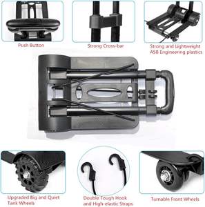 Carro de mano plegable ligero de 4 ruedas, carro de mano plegable, carro de compras móvil de utilidad portátil - Product Image 2