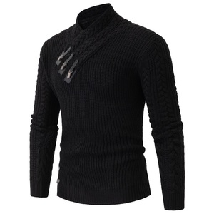 Wholesale <strong>Men's</strong> Fashion <strong>Cable</strong> <strong>Knit</strong> Sweater Heavy <strong>Chunky</strong> Thick <strong>Jumpers</strong> with Anti-Wrinkle Warm Turtleneck Pullover for Autumn - Product Image 5