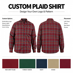 Camicia Vintage da <span class=keywords><strong>Uomo</strong></span> Personalizzata, Casual, in Cotone Antipiega, Oversize, a Quadri, con Bottoni, Maniche Lunghe e Tasca - Product Image 2