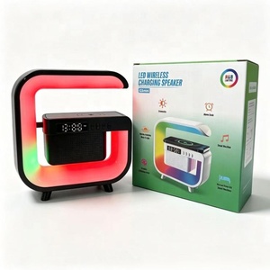 Altavoz para Sala de <span class=keywords><strong>Estudio</strong></span> con Carga Inalámbrica, Luz Ambiental RGB, Reloj, Ahorro de Espacio, Sistema de Audio para Oficina, Escritorio, Cine en Casa - Product Image 2