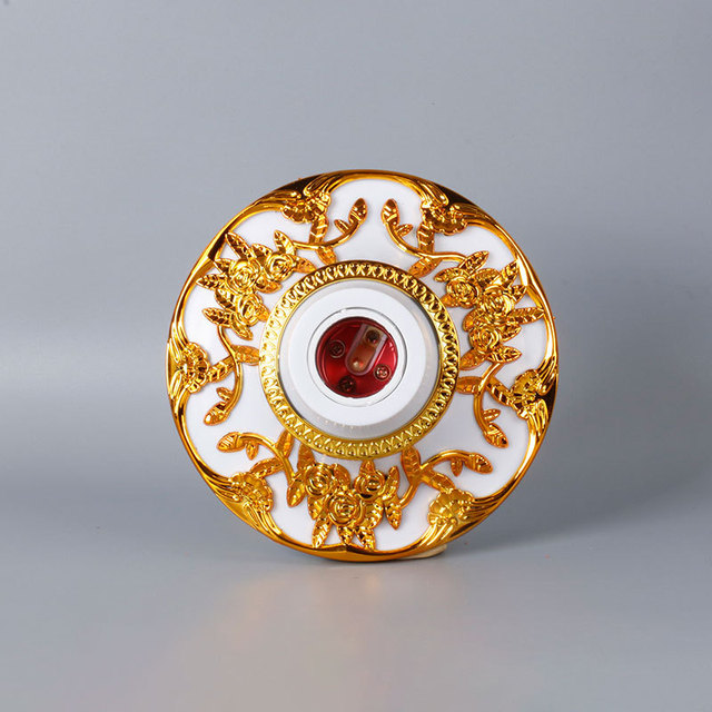 European B22/E27 Screw Mouth Lamp Holder, Gold Patterned Lotus Palace Style Scroll Mouth Lamp Holder, Lamp Head