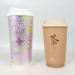 Vasos de Papel Kraft Biodegradables PLA con Logotipo Personalizado, de Doble Capa, Aptos para Alimentos, de 8oz, 12oz, 16oz y 22oz, con Tapas Blancas Desechables de 90mm - Product Image 5