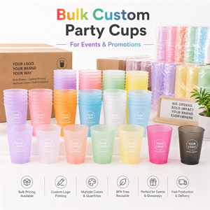 Gobelets en plastique givré colorés personnalisés avec logo, gobelets réutilisables pour les enterrements de vie de jeune fille, anniversaires, événements en plein air - Product Image 6
