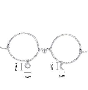 Ouple-Conjunto de pulsera de cadena uban, brazalete magnético de sol y luna para pareja, regalo para novio y novia - Product Image 4
