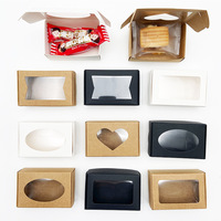 Mini boîte en papier kraft avec fenêtre pour emballage cadeau, idéale pour savons faits maison et friandises de boulangerie, avec doublure en éponge gaufrée