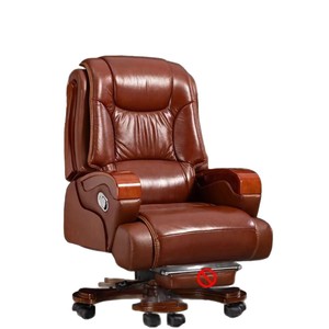 Silla ejecutiva giratoria de cuero con función de masaje y altura ajustable para adultos y personas mayores - Product Image 5