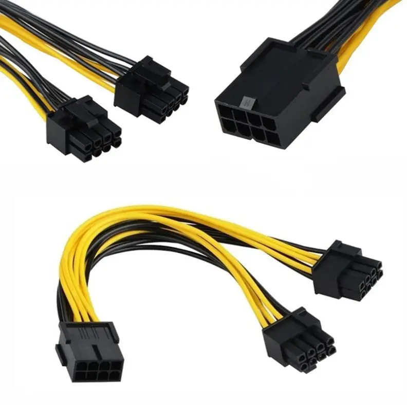 PCI PCI-E 2in1 8 pinos para 6pin + 2pin adaptador 2 8 p 8 p para dual 6 + 2 cabo de alimentação cabo de extensão da placa gráfica cabo de conexão
