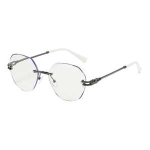 2025 Cross-Border Personality Leopard Metal Legs Oval Fashion Rimless UV400 PC Lenses & Frame Unisex <b>Sunglasses</b> - Product Image 1