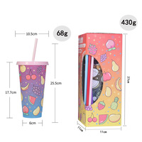 Nouvelle tasse unisexe personnalisée en PP, 710 ml, monocouche, réutilisable, anti-fuite, écologique, à changement de couleur pour boissons fraîches d'été, avec paille