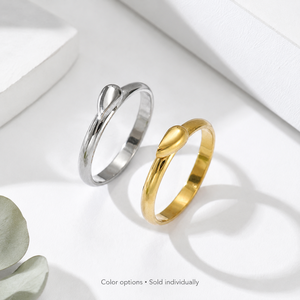 Teardrop <b>Ring</b> Stainless Steel Smooth Curved Band Gold or <b>Silver</b> Color 0.7 cm Width Minimalist Jewelry - Product Image 1