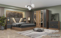 Ensemble de meubles de chambre économique en MDF, lit king size, suite complète moderne pour la maison avec armoire et coiffeuse