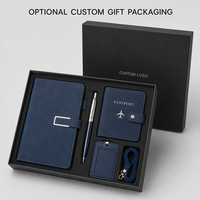 Kit de bienvenue personnalisé pour pilotes : Carnet A5, stylo métallique, porte-passeport, porte-badge, cordon tour de cou – Coffret cadeau pour personnel de bord et écoles de pilotes