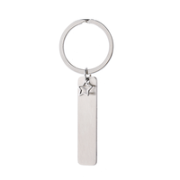 Porte-clés long en acier inoxydable Ywyougang avec breloque étoile, étiquette vierge personnalisable à graver, pour cadeau, vente en gros